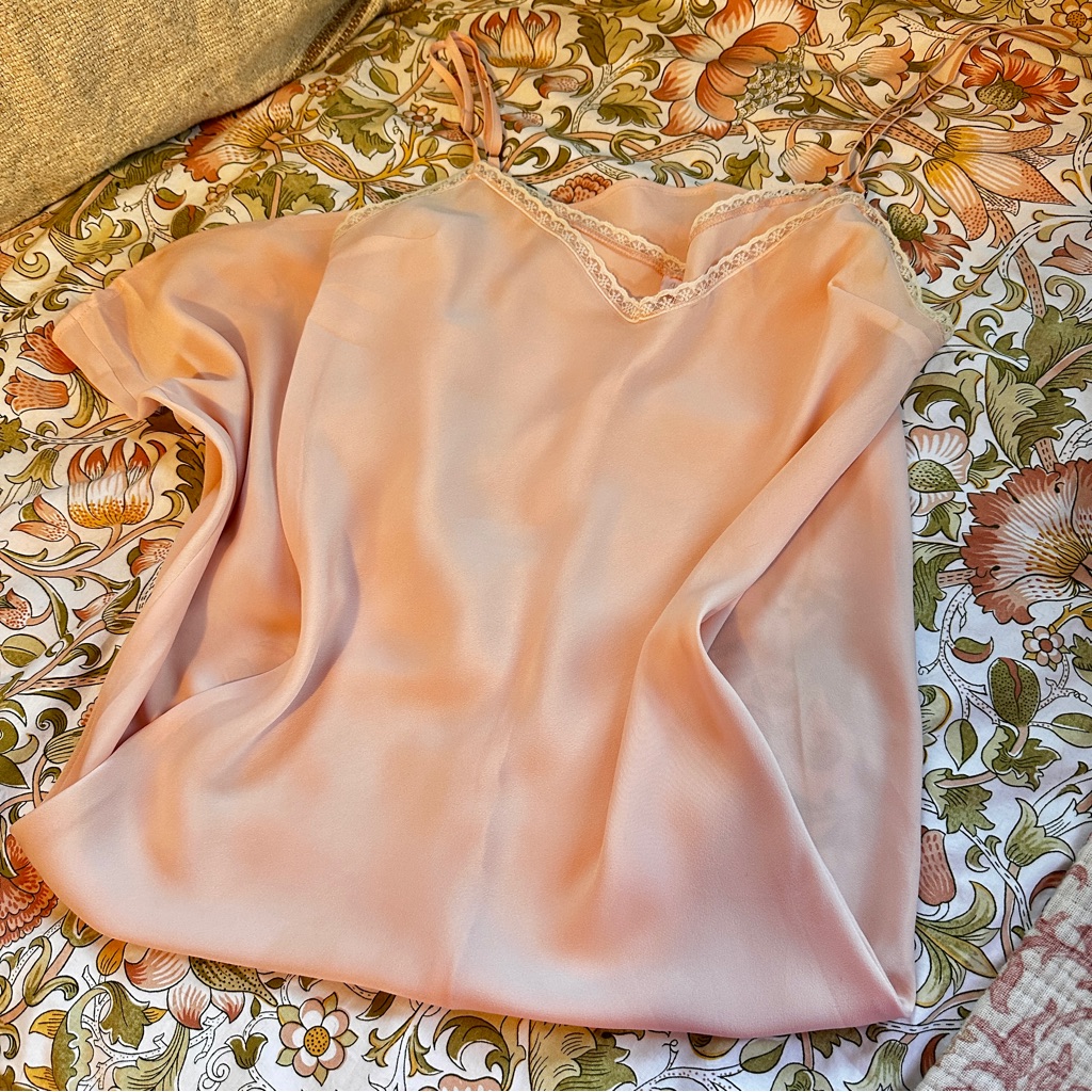 Baby Pink Lingerie Midi Slip Dress With Lace Size 4
